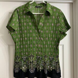 Apt. 9 Petite Women's Green and Black Blouse, Size Petite XL